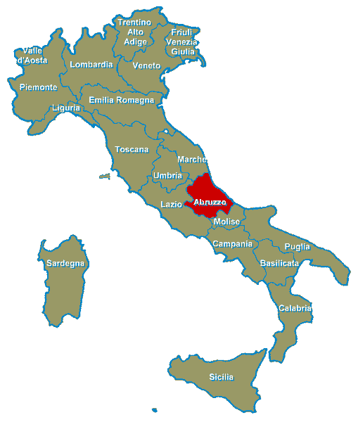 Immagine della Regione Abruzzo riportata nella Piantina d'Italia