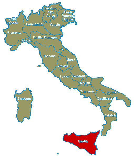 Immagine della Regione Sicilia riportata nella Piantina d'Italia