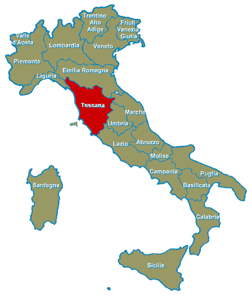 Immagine della Regione Toscana riportata nella Piantina d'Italia